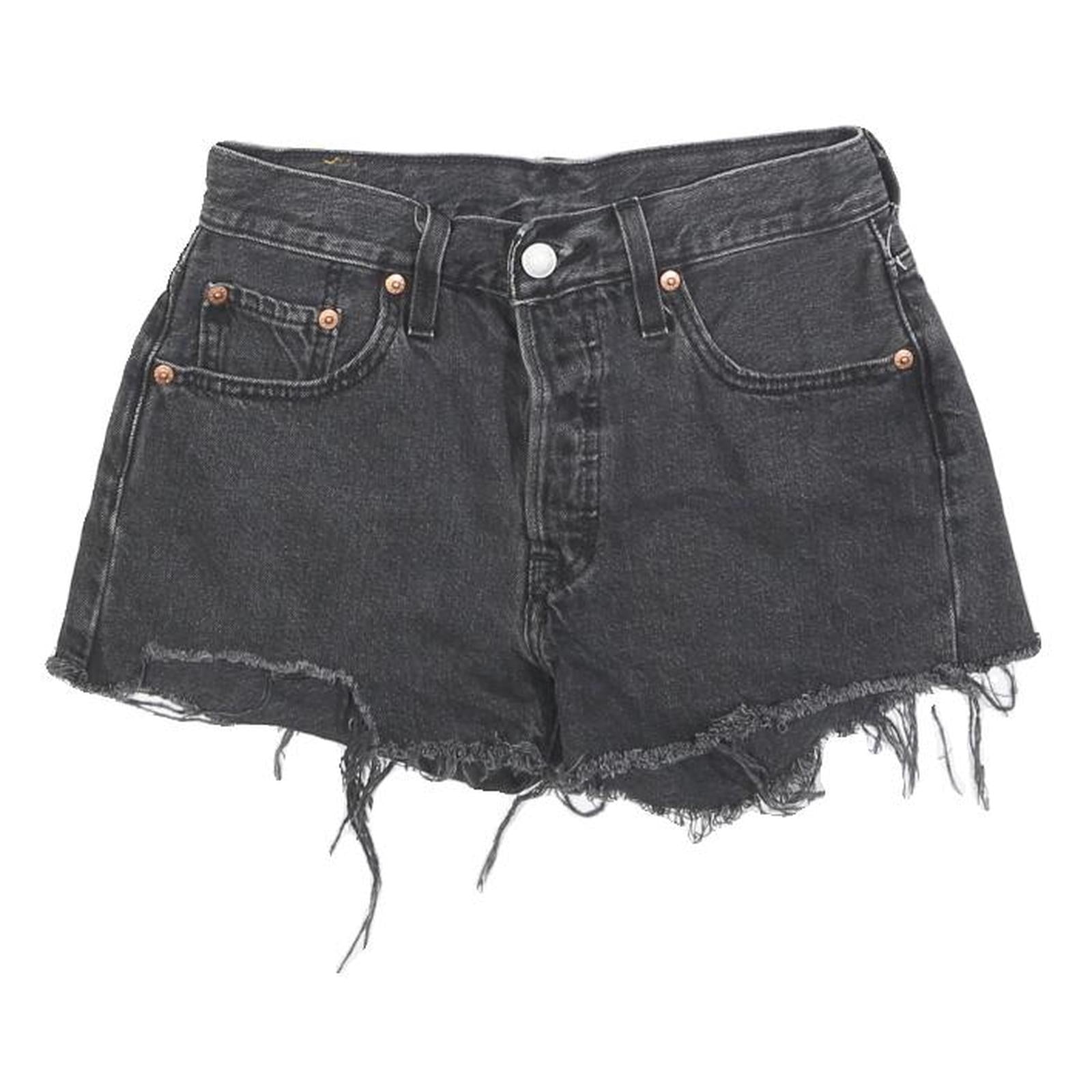 LEVI'S Womens Black Denim Cut-Off Shorts XS W24 Raw Hem Casual Summer Denim