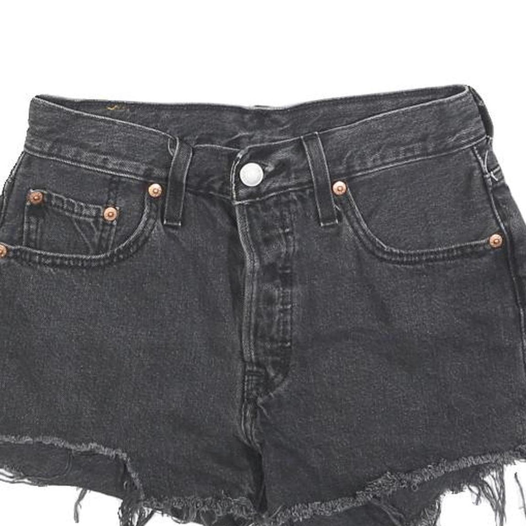 LEVI'S Womens Black Denim Cut-Off Shorts XS W24 Raw Hem Casual Summer Denim