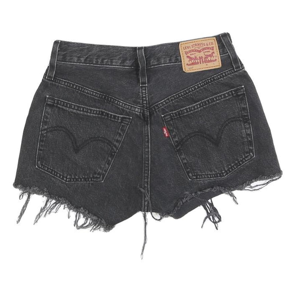 LEVI'S Womens Black Denim Cut-Off Shorts XS W24 Raw Hem Casual Summer Denim
