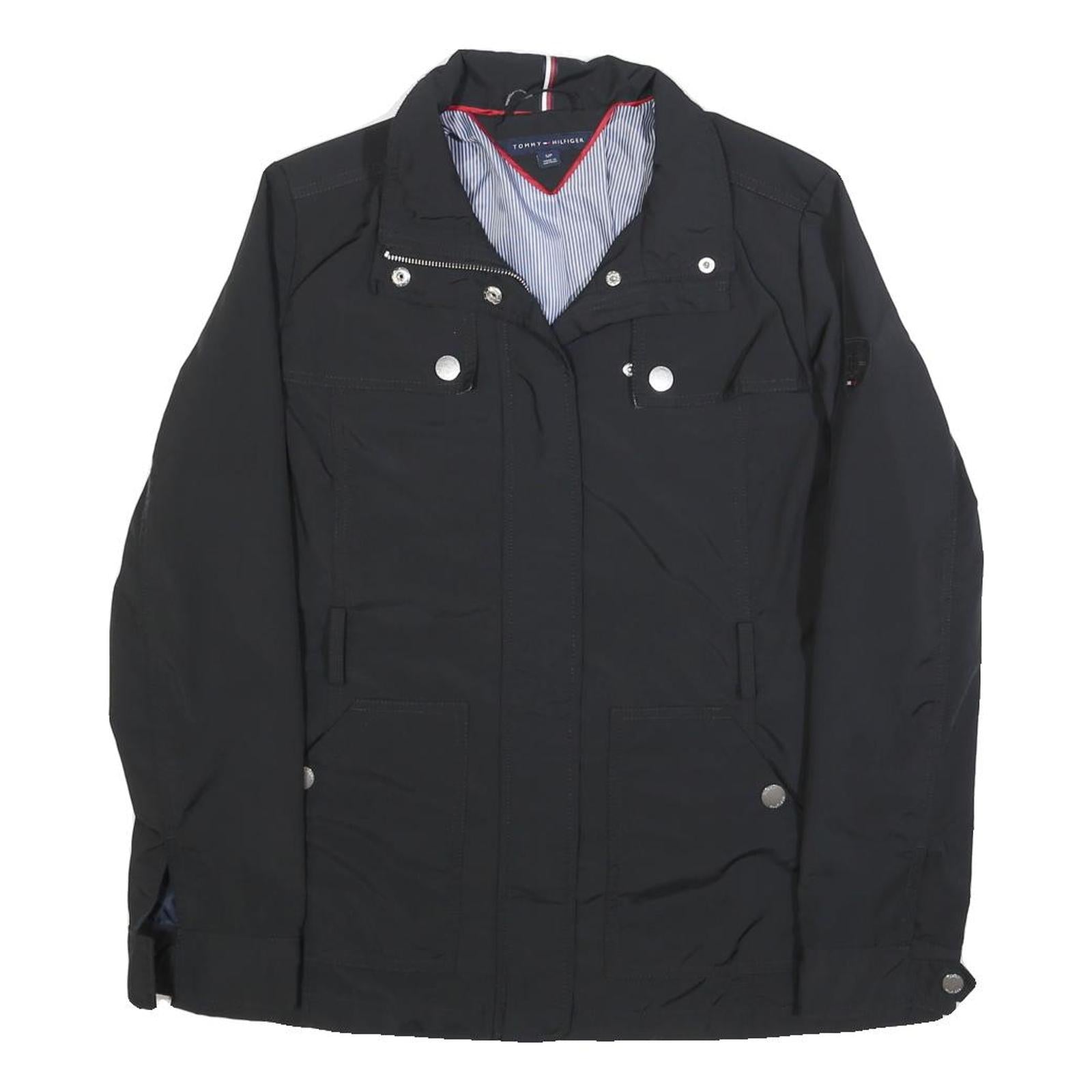 TOMMY HILFIGER Womens Black Zip Jacket S Polyester Blend Casual Stylish