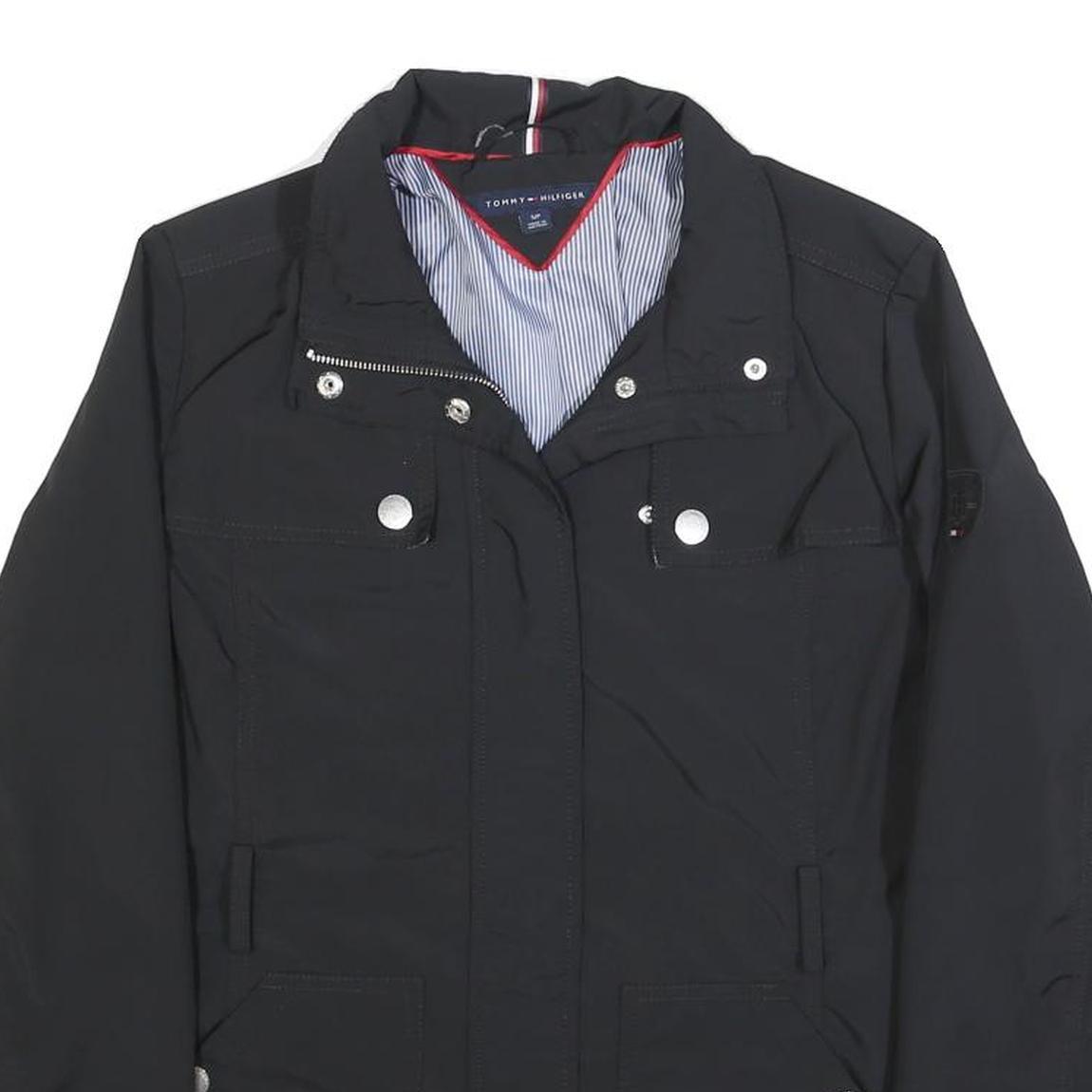 TOMMY HILFIGER Womens Black Zip Jacket S Polyester Blend Casual Stylish