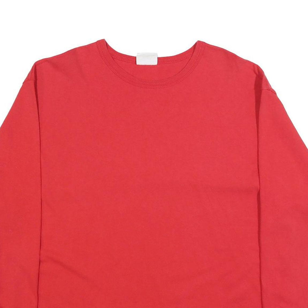 CHAMPION Mens Red Long Sleeve Crew Neck XL Cotton Blend Plain Casual T-Shirt