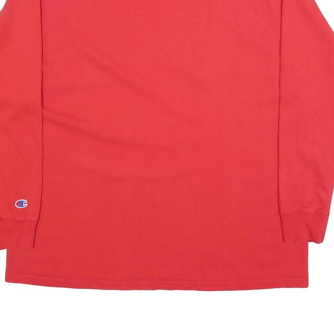 CHAMPION Mens Red Long Sleeve Crew Neck XL Cotton Blend Plain Casual T-Shirt