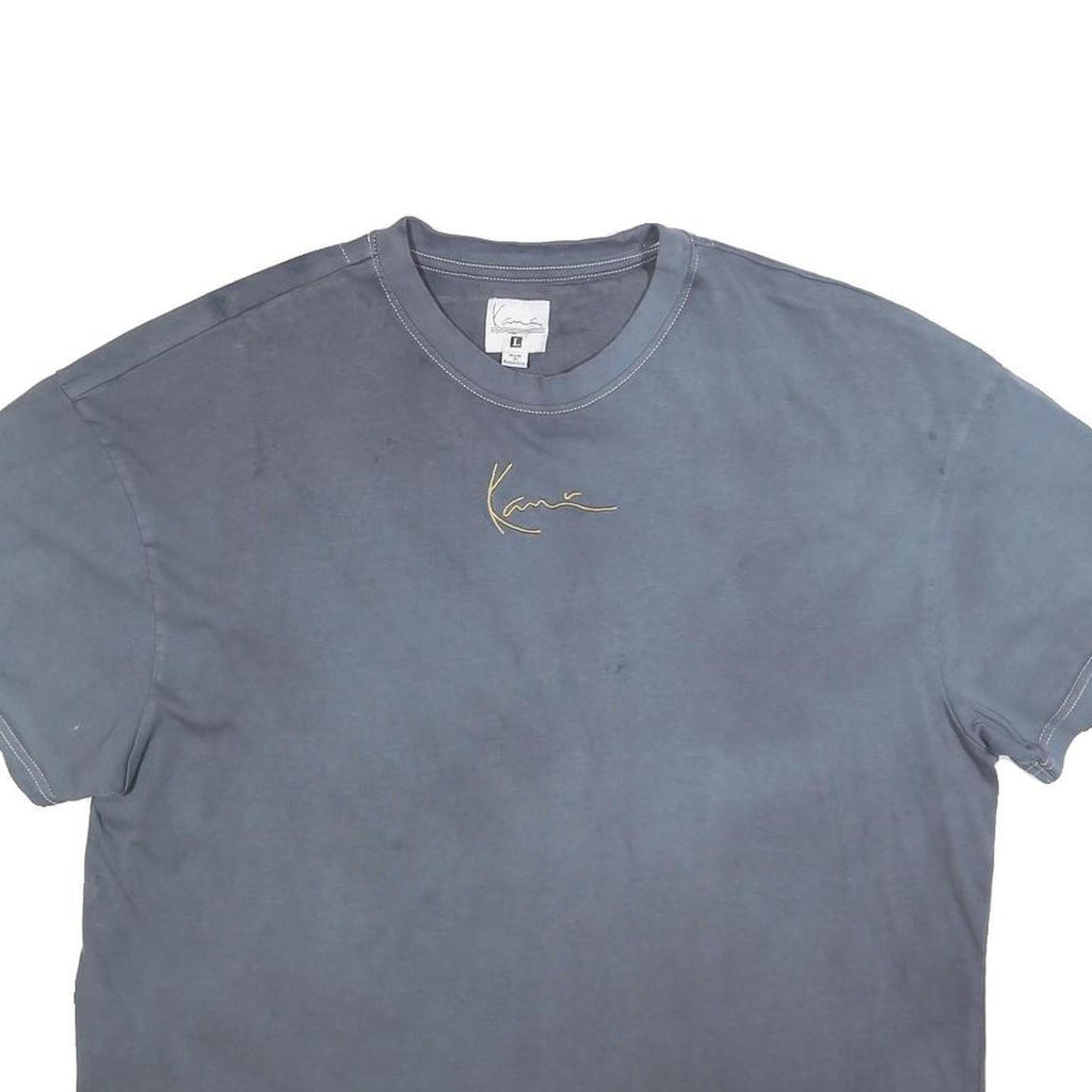 KARL KANI Womens Grey Cotton T-Shirt L Short Sleeve Crew Neck Casual Graphic