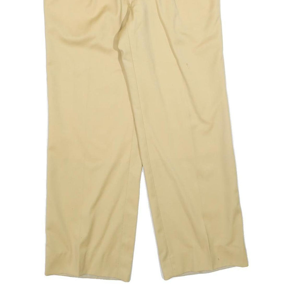 Womens Wool Relaxed Beige Trousers W30 L28 Zip Plain Wide-Leg Casual Smart