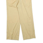 Womens Wool Relaxed Beige Trousers W30 L28 Zip Plain Wide-Leg Casual Smart