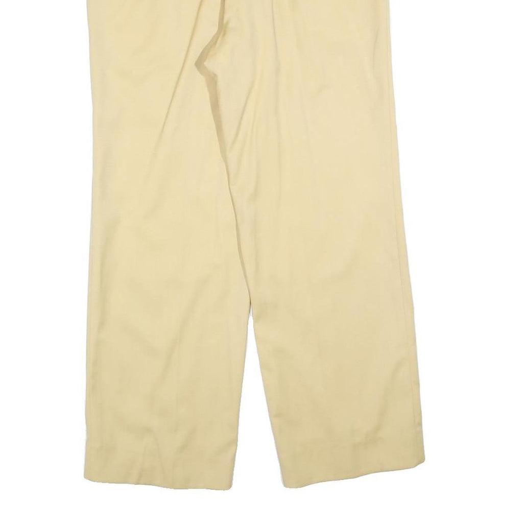 Womens Wool Relaxed Beige Trousers W30 L28 Zip Plain Wide-Leg Casual Smart