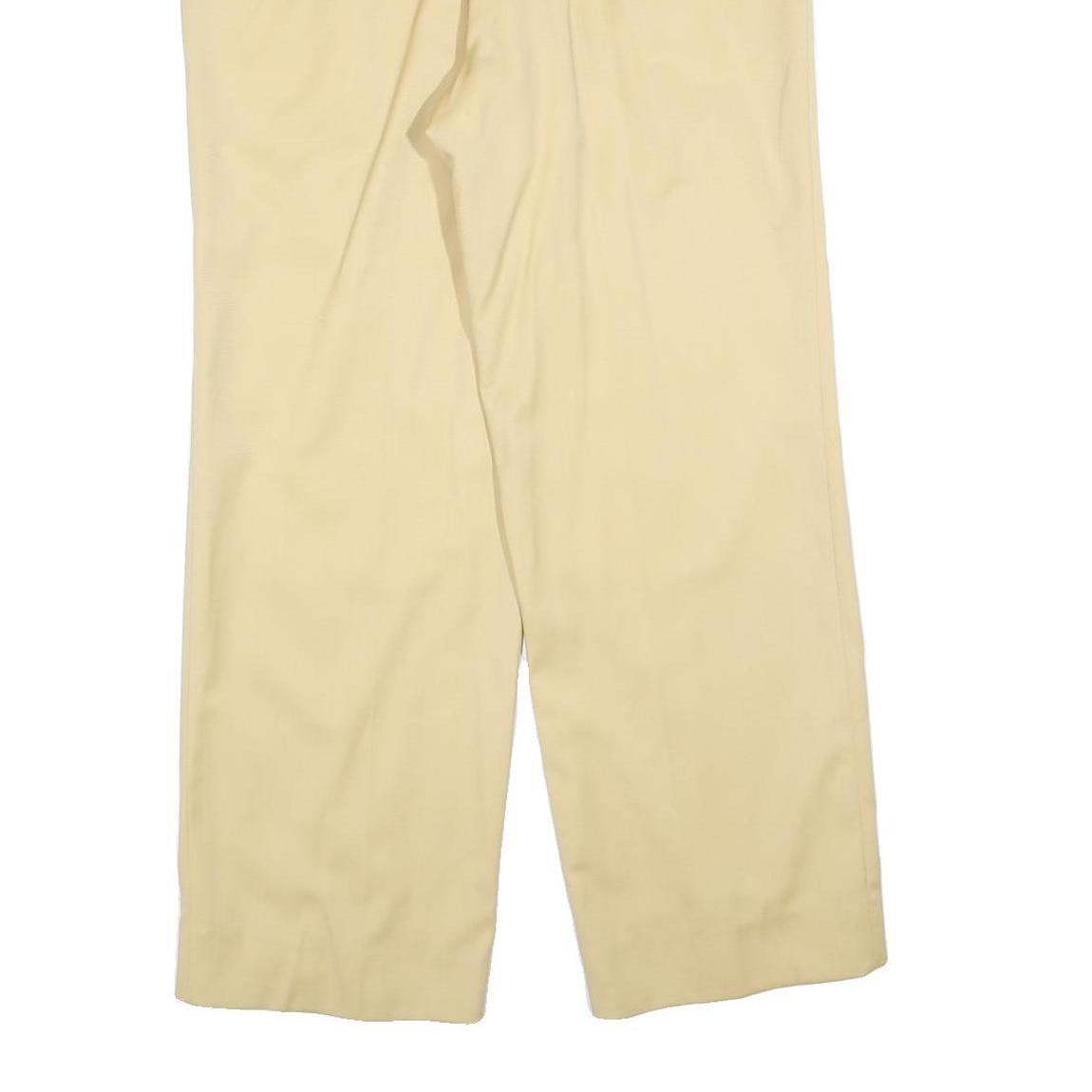 Womens Wool Relaxed Beige Trousers W30 L28 Zip Plain Wide-Leg Casual Smart