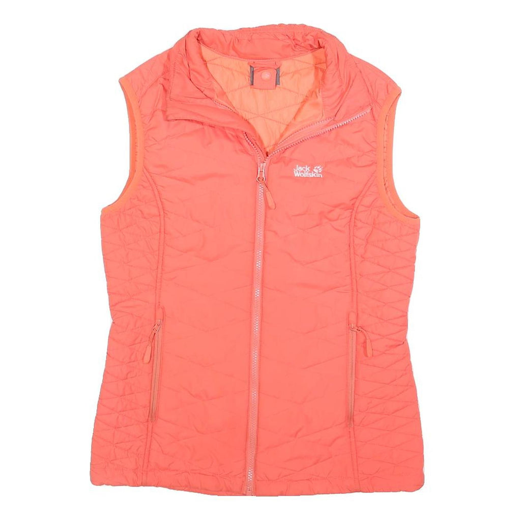 JACK WOLFSKIN Womens Coral Pink Quilted Vest Jacket UK 6 Polyester Blend Zip