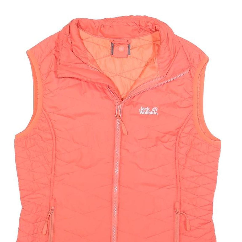 JACK WOLFSKIN Womens Coral Pink Quilted Vest Jacket UK 6 Polyester Blend Zip