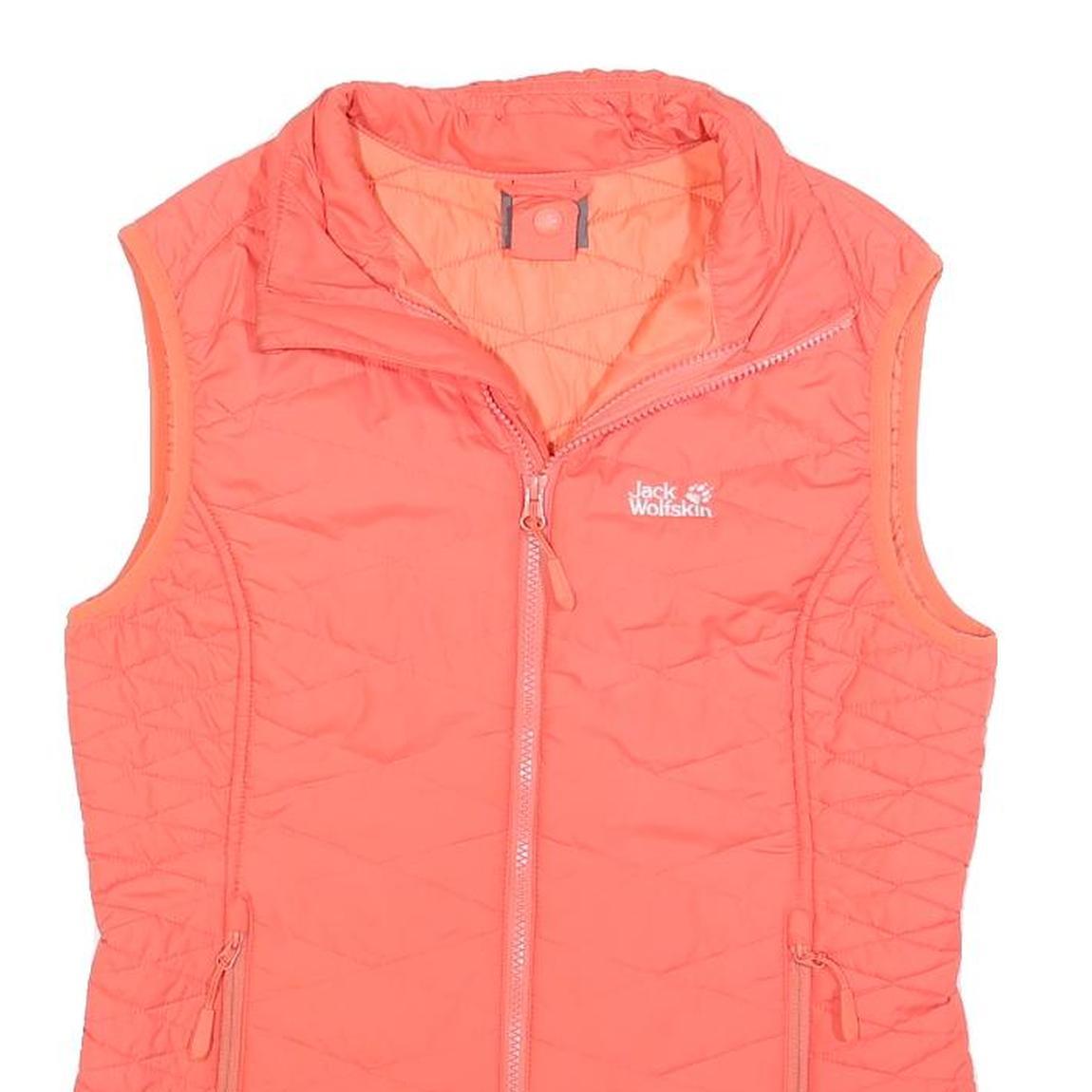 JACK WOLFSKIN Womens Coral Pink Quilted Vest Jacket UK 6 Polyester Blend Zip