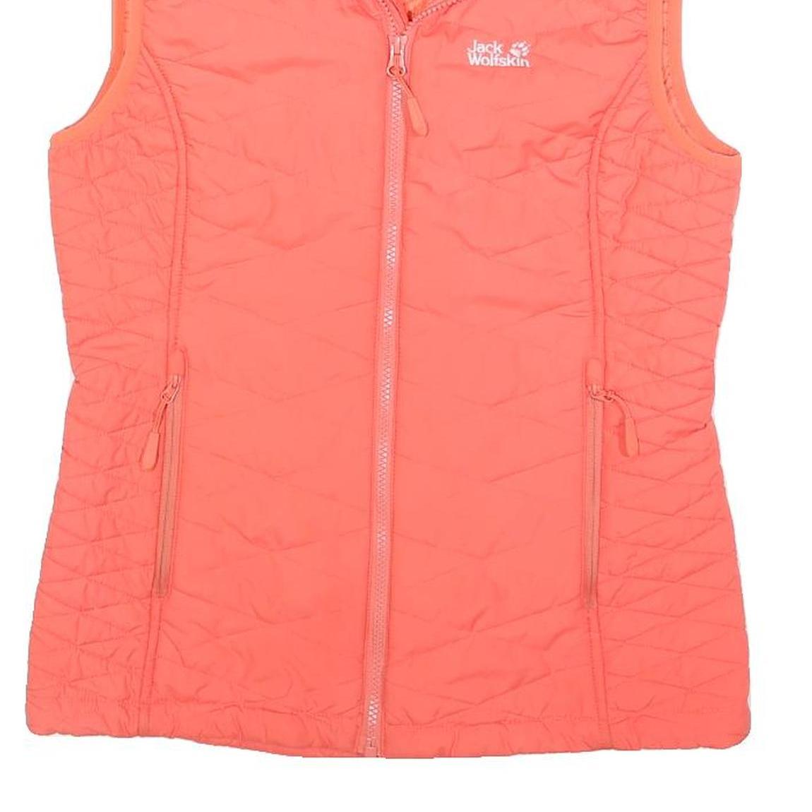 JACK WOLFSKIN Womens Coral Pink Quilted Vest Jacket UK 6 Polyester Blend Zip