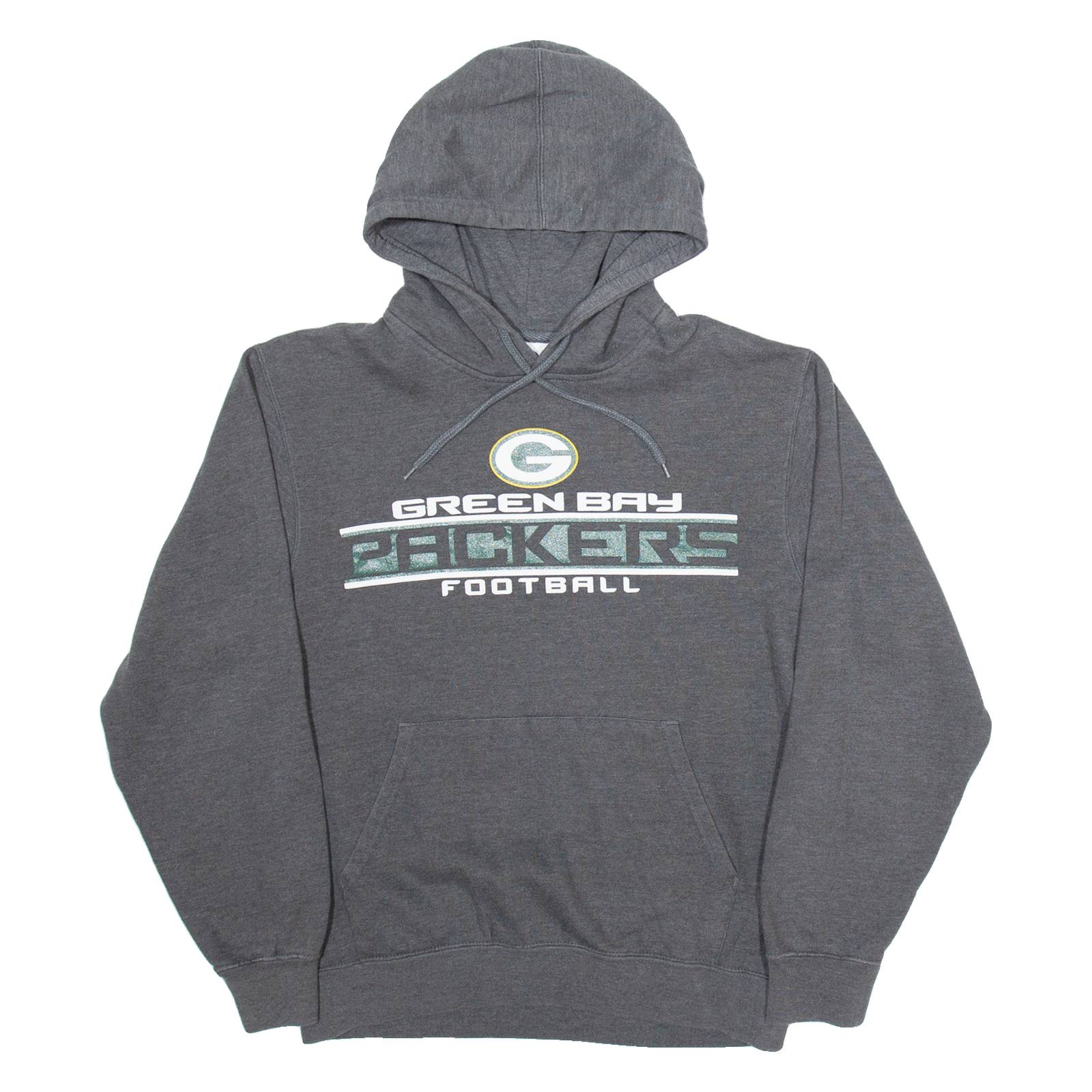 MAJESTIC Green Bay Packers Mens Grey Hoodie USA S