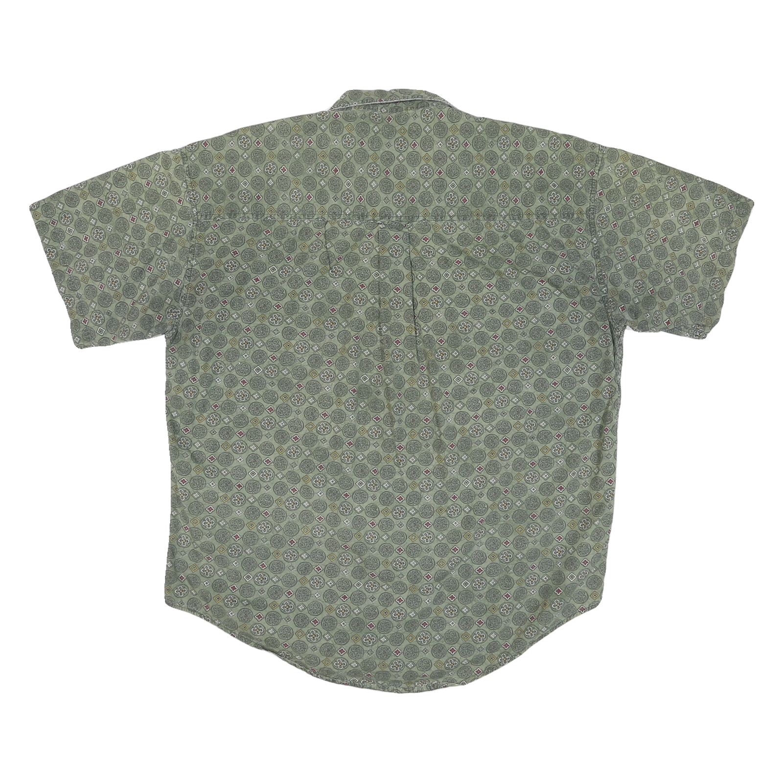 CHAPS RALPH LAUREN Mens Green Pattern Cotton Blend Shirt L Relaxed Fit Casual