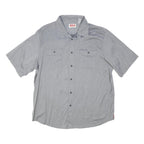 WRANGLER Mens Grey Plain Shirt XL Button Short Sleeve Casual Workwear