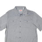 WRANGLER Mens Grey Plain Shirt XL Button Short Sleeve Casual Workwear