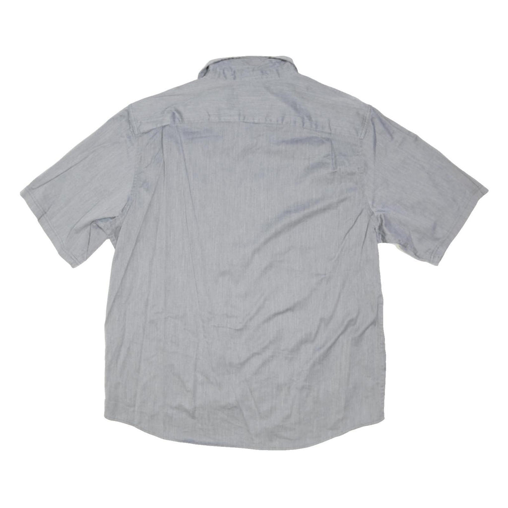 WRANGLER Mens Grey Plain Shirt XL Button Short Sleeve Casual Workwear