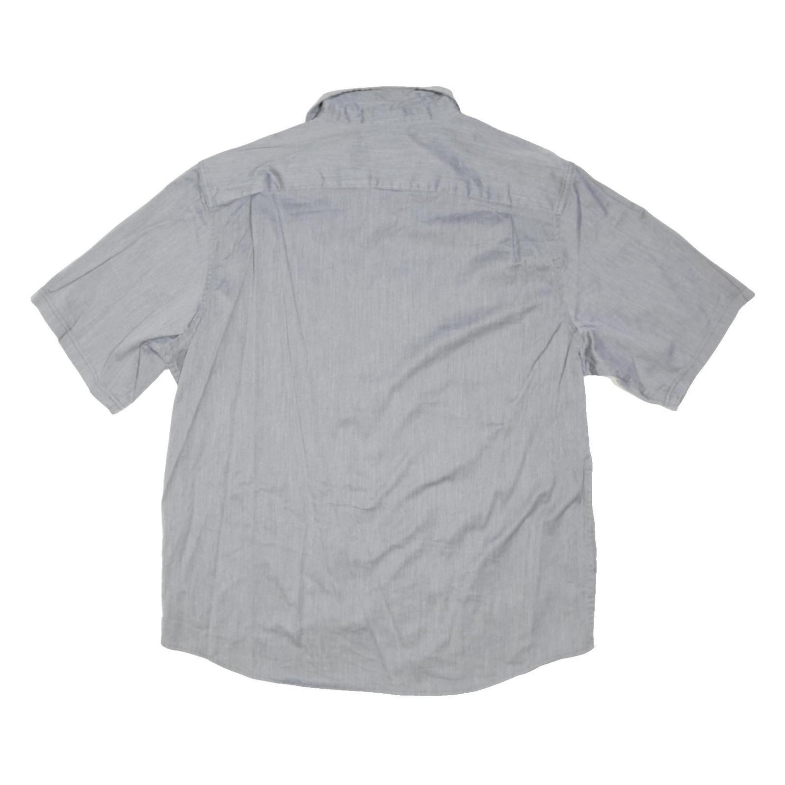 WRANGLER Mens Grey Plain Shirt XL Button Short Sleeve Casual Workwear