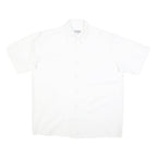 L'HOMME MODERNE Mens White Cotton Blend Shirt L Short Sleeve Button-Up Utility