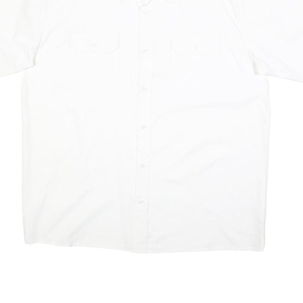 L'HOMME MODERNE Mens White Cotton Blend Shirt L Short Sleeve Button-Up Utility