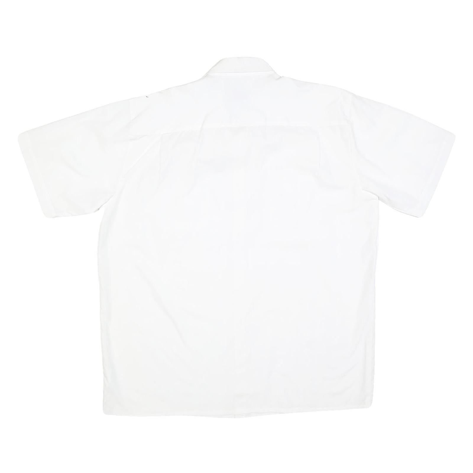 L'HOMME MODERNE Mens White Cotton Blend Shirt L Short Sleeve Button-Up Utility