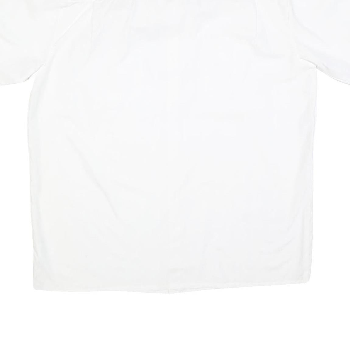 L'HOMME MODERNE Mens White Cotton Blend Shirt L Short Sleeve Button-Up Utility