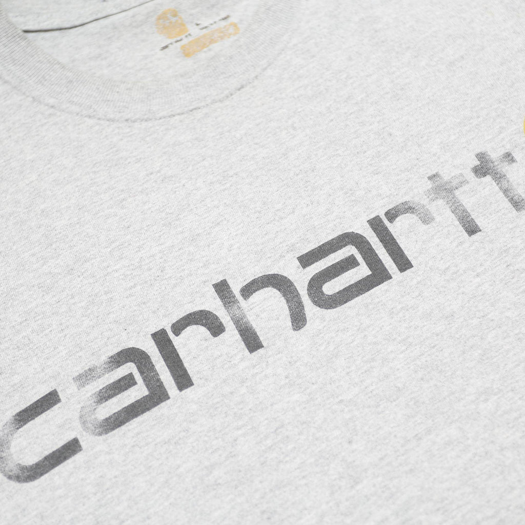 CARHARTT Mens Grey & Yellow Logo Print T-Shirt L Short Sleeve Crew Neck Casual