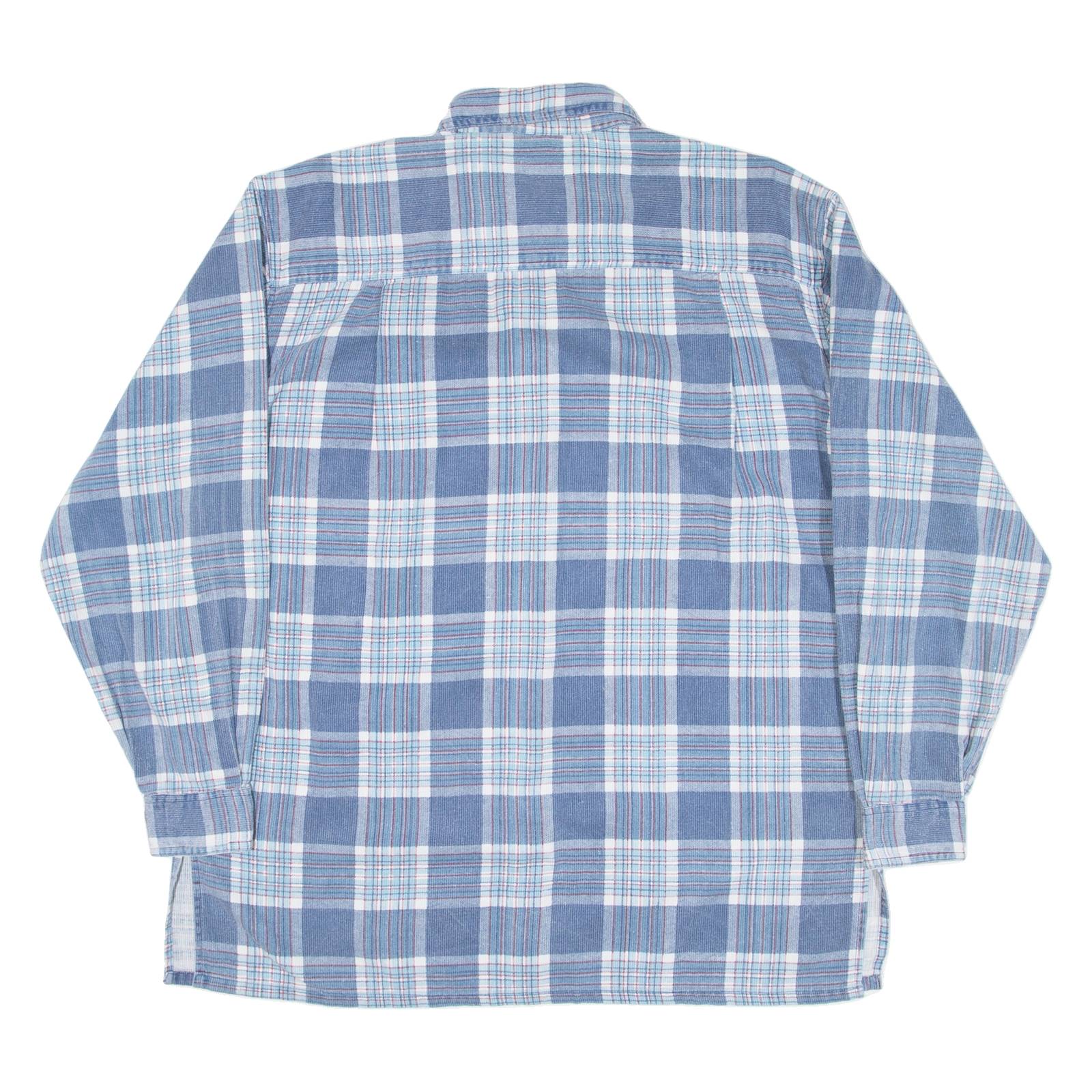 GREEN VILLAGE Mens Shirt Blue Check Long Sleeve S