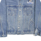 MICKEY Mens Blue Denim Jacket S Cotton Blend Button Closure Vintage Cartoon