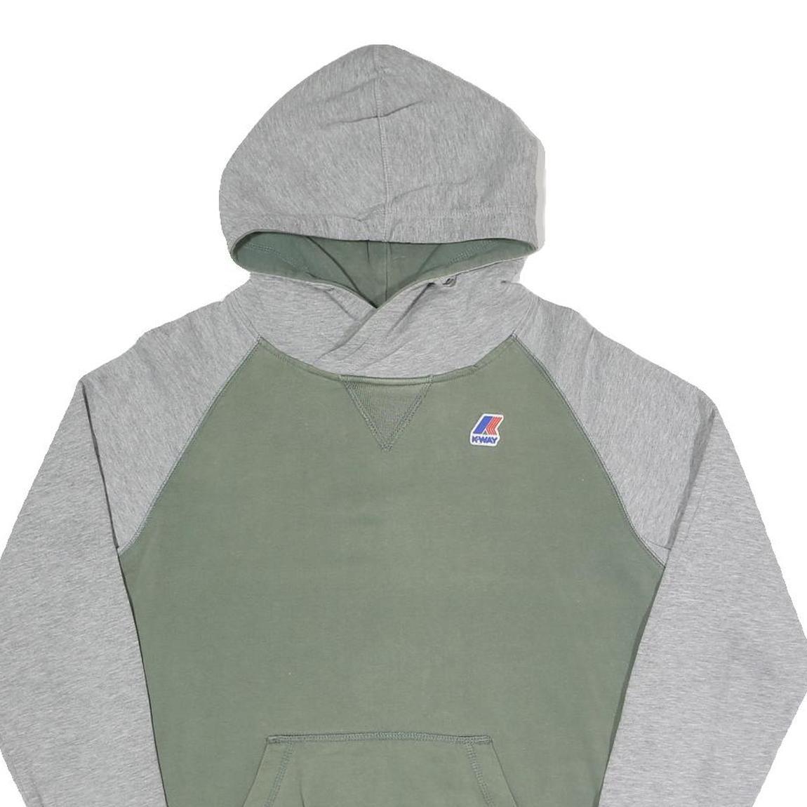K-WAY Mens Green & Grey Pullover Hoodie S Cotton Blend Casual