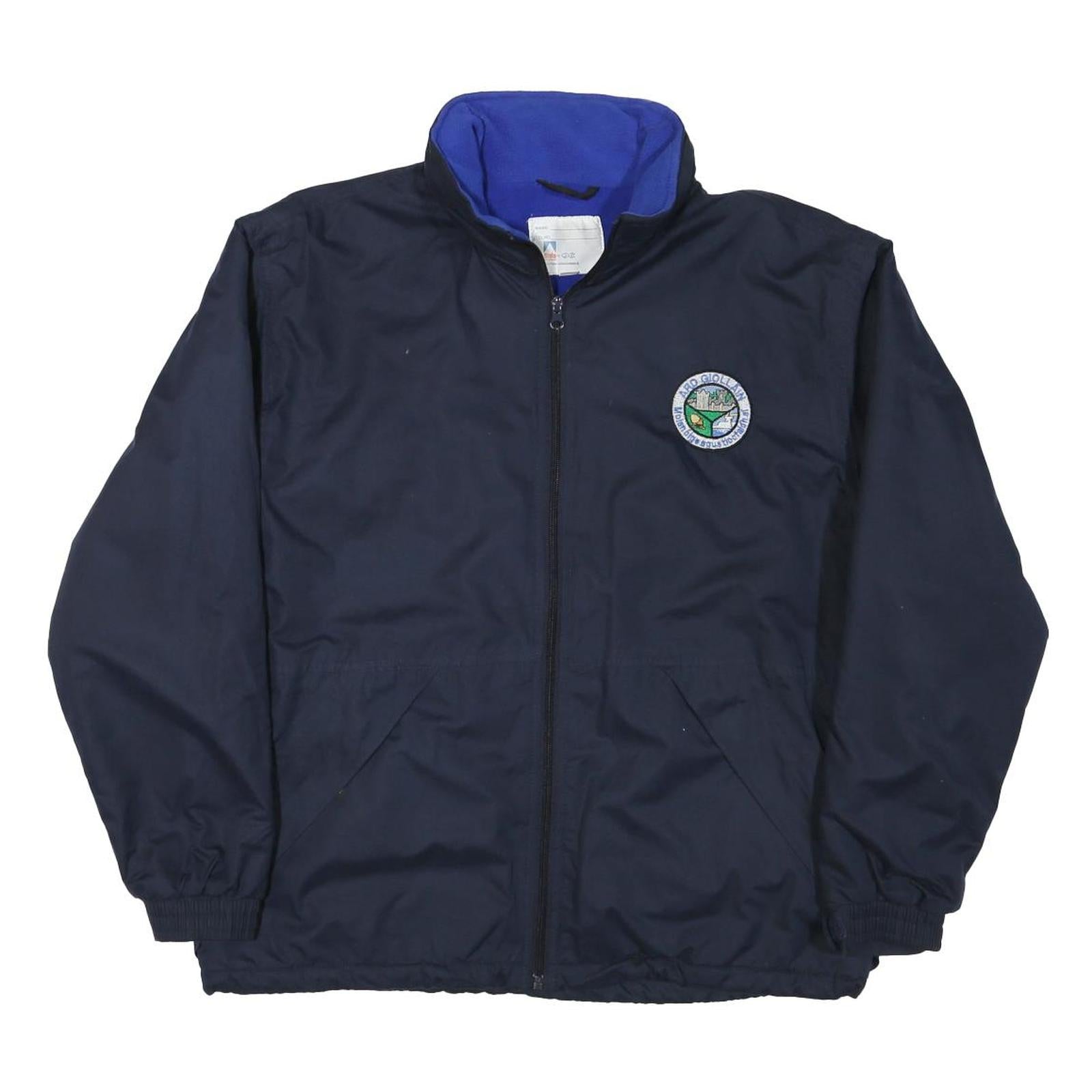 SOLO Mens Navy Blue Casual Zip Jacket S Polyester Blend Plain Classic Fit