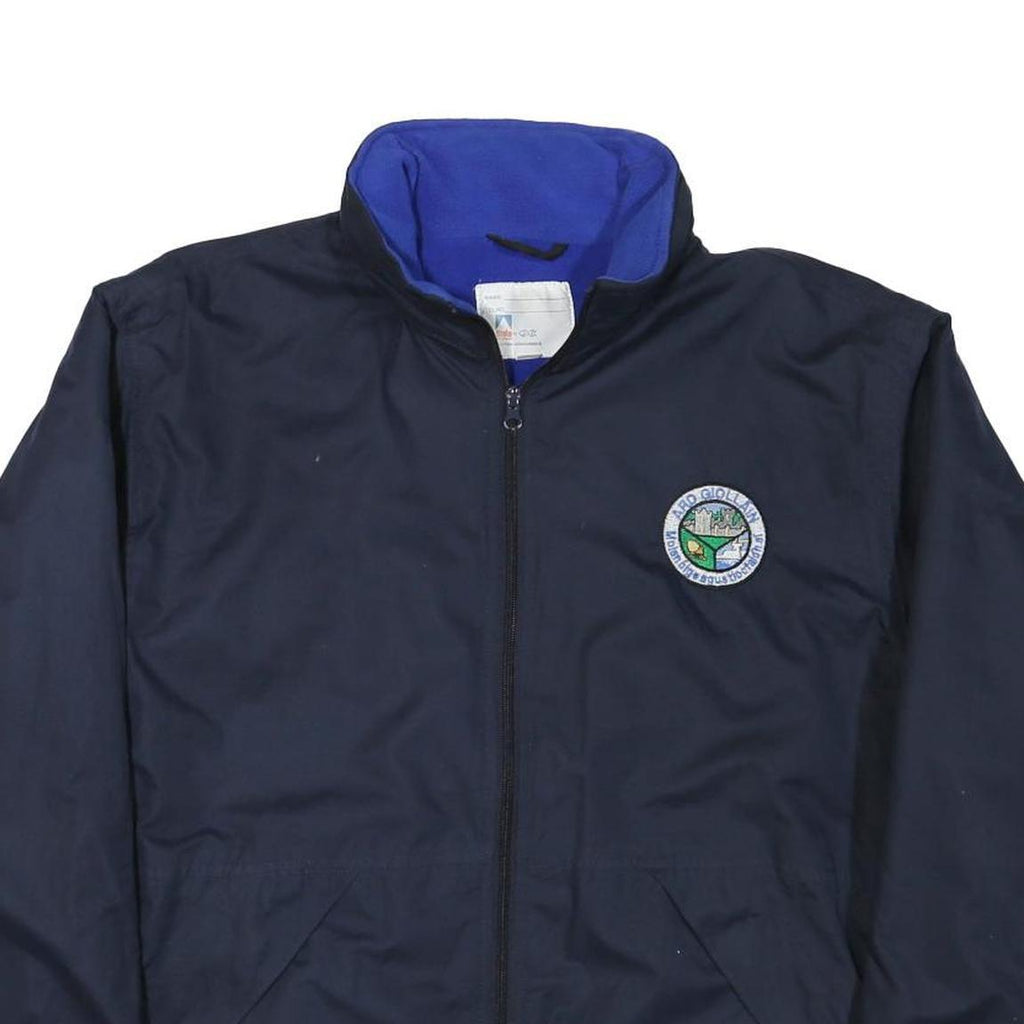 SOLO Mens Navy Blue Casual Zip Jacket S Polyester Blend Plain Classic Fit