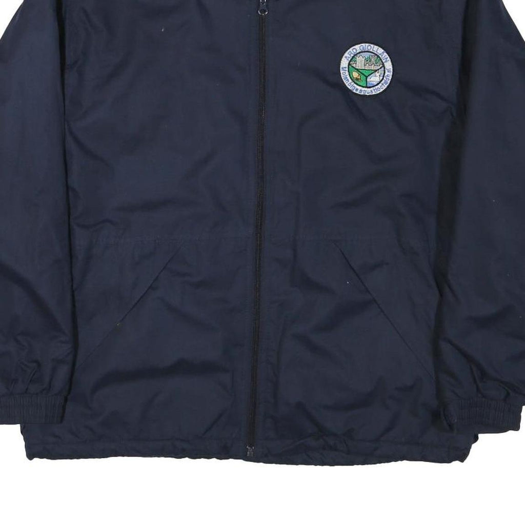 SOLO Mens Navy Blue Casual Zip Jacket S Polyester Blend Plain Classic Fit