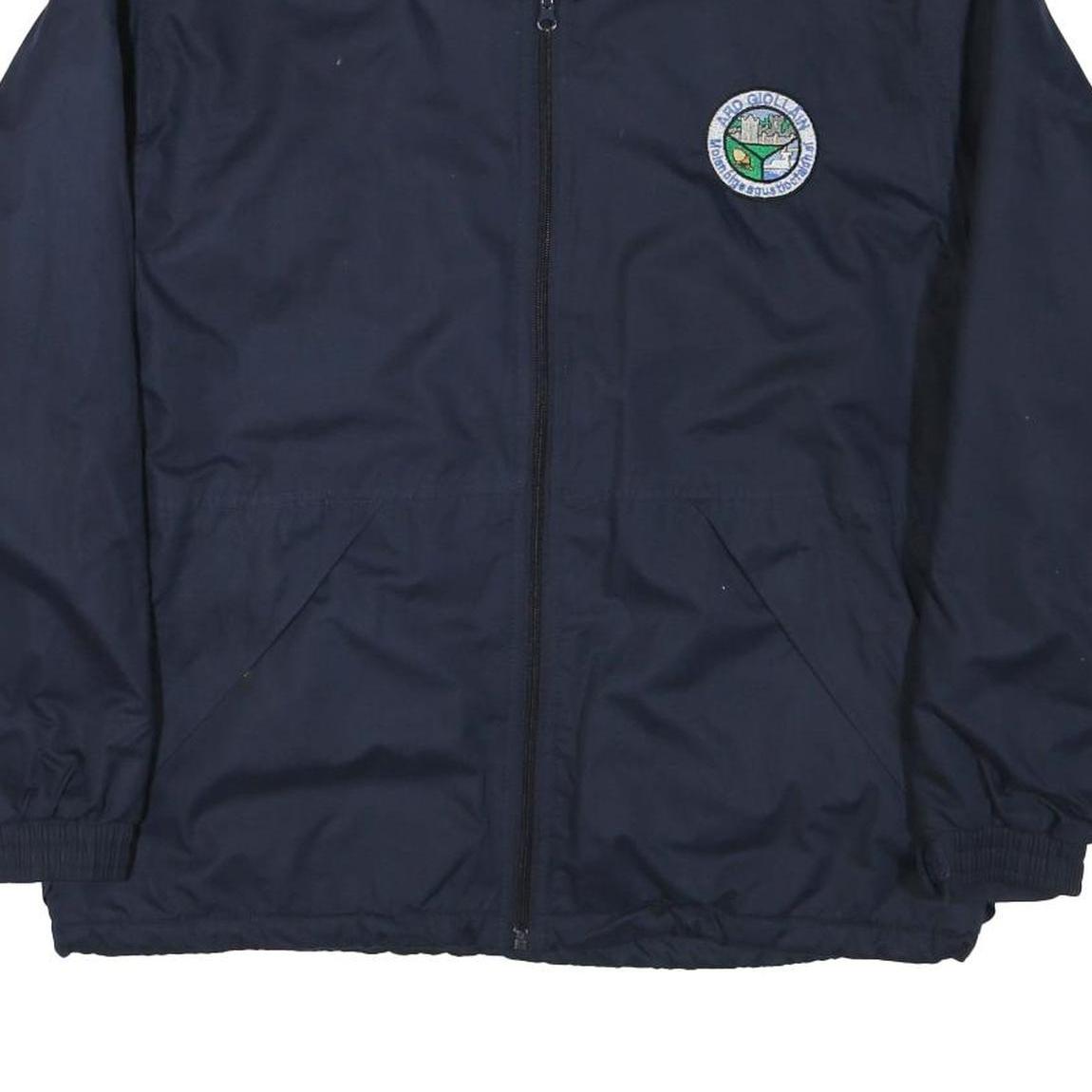 SOLO Mens Navy Blue Casual Zip Jacket S Polyester Blend Plain Classic Fit