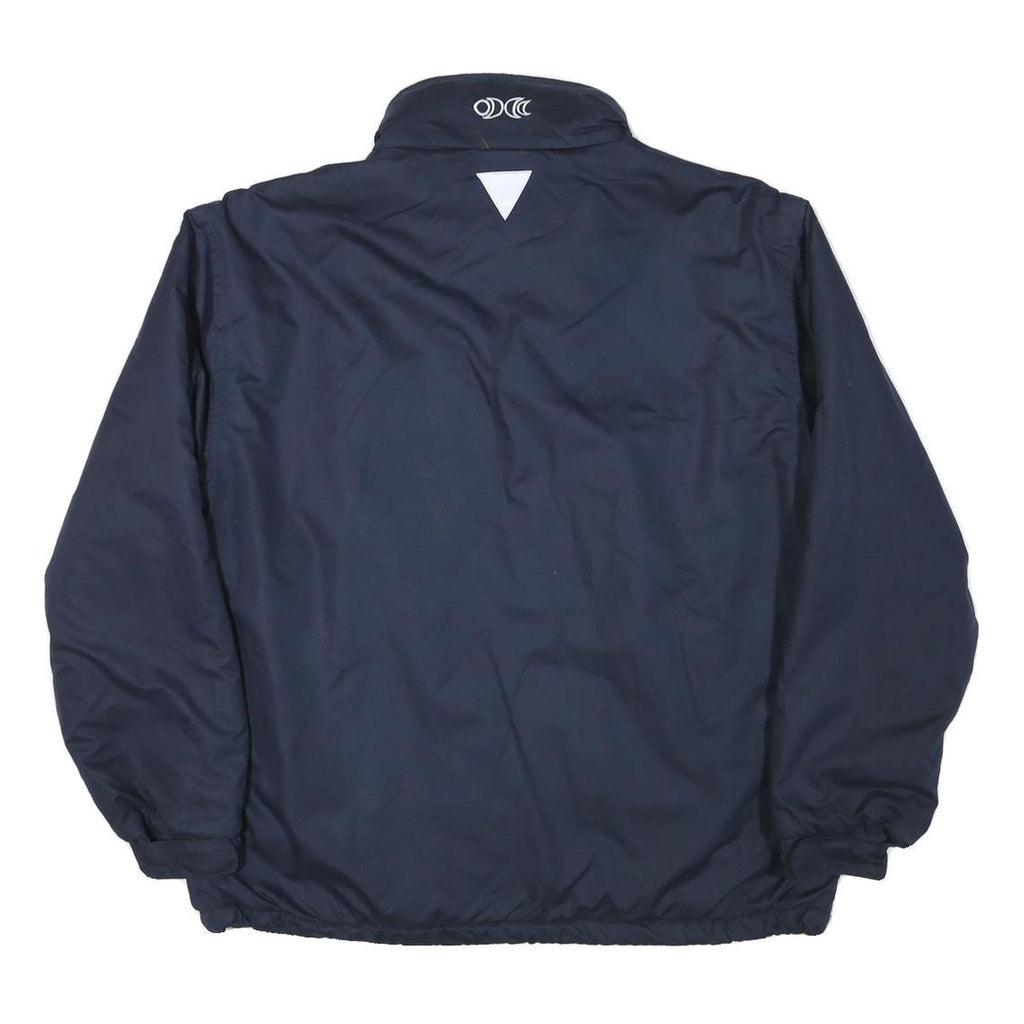 SOLO Mens Navy Blue Casual Zip Jacket S Polyester Blend Plain Classic Fit