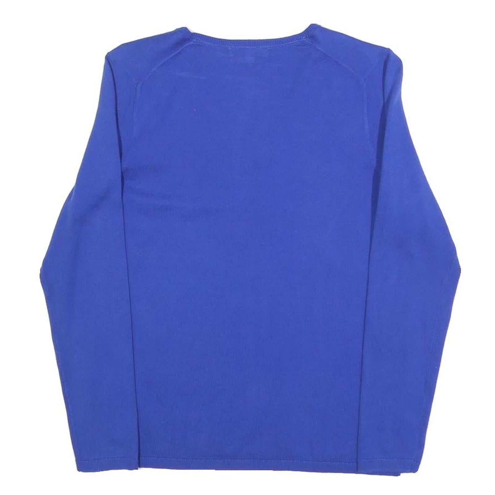 TOMMY HILFIGER Womens Blue Plain V-Neck Basic Knit M Cotton Blend Jumper Casual