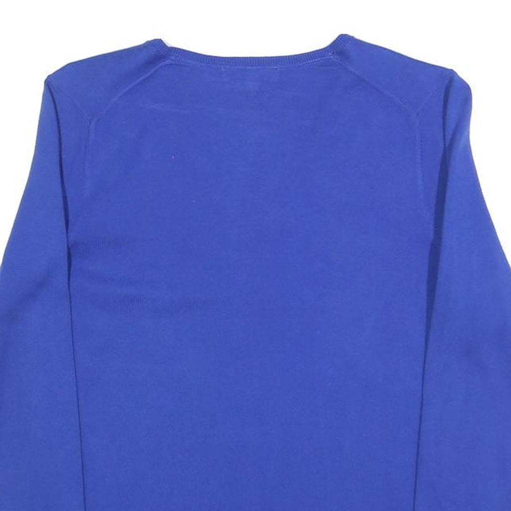 TOMMY HILFIGER Womens Blue Plain V-Neck Basic Knit M Cotton Blend Jumper Casual