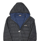 ELLESSE Mens Black & Navy Hooded Quilted Jacket S Polyester Blend Zip Casual