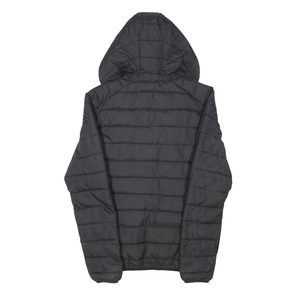 ELLESSE Mens Black & Navy Hooded Quilted Jacket S Polyester Blend Zip Casual