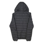 ELLESSE Mens Black & Navy Hooded Quilted Jacket S Polyester Blend Zip Casual