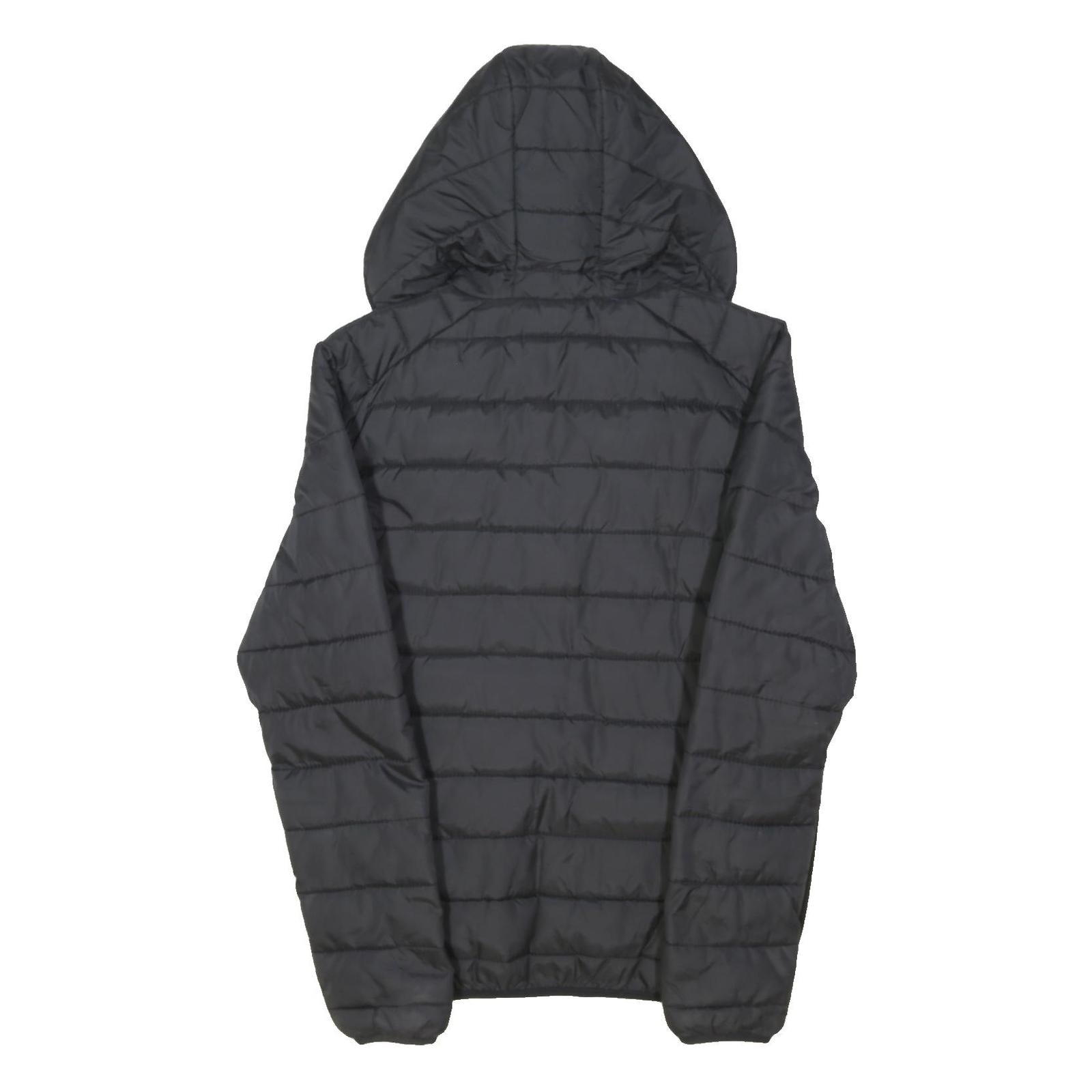ELLESSE Mens Black & Navy Hooded Quilted Jacket S Polyester Blend Zip Casual