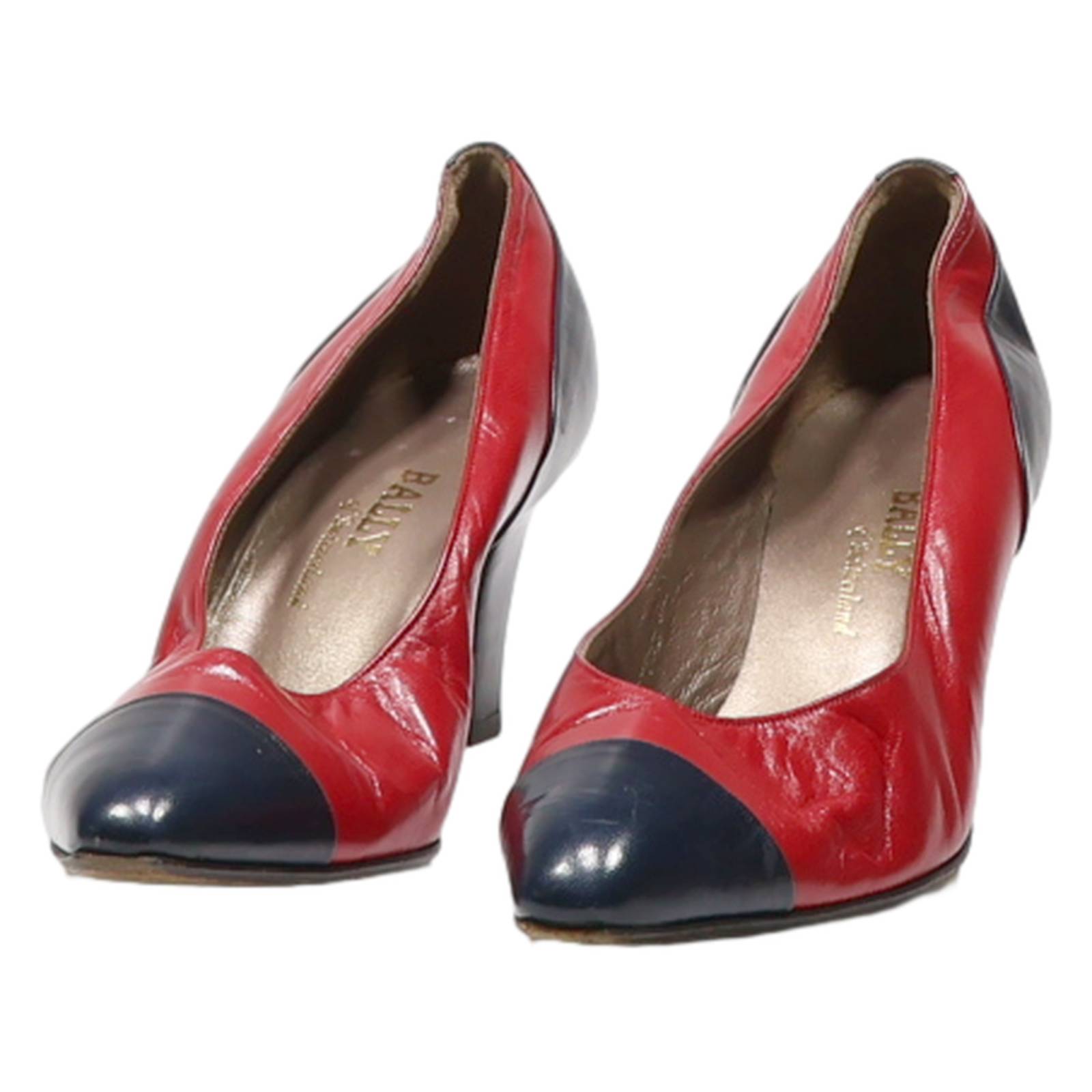 BALLY Pump Heels Red Leather Womens UK 4.5