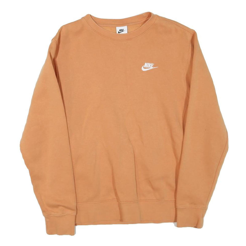 NIKE Mens Orange Crew Neck S Cotton Blend Sweatshirt Long Sleeve Casual