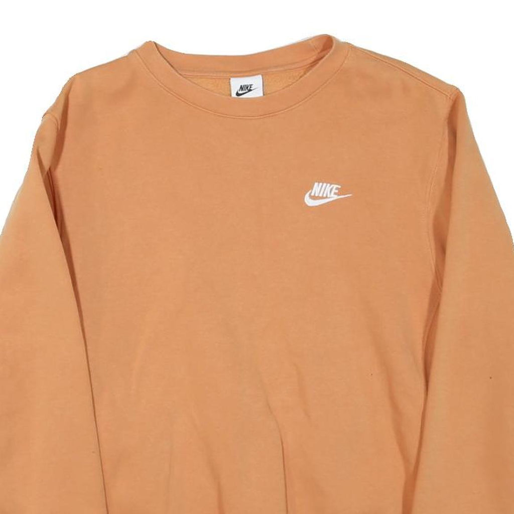 NIKE Mens Orange Crew Neck S Cotton Blend Sweatshirt Long Sleeve Casual