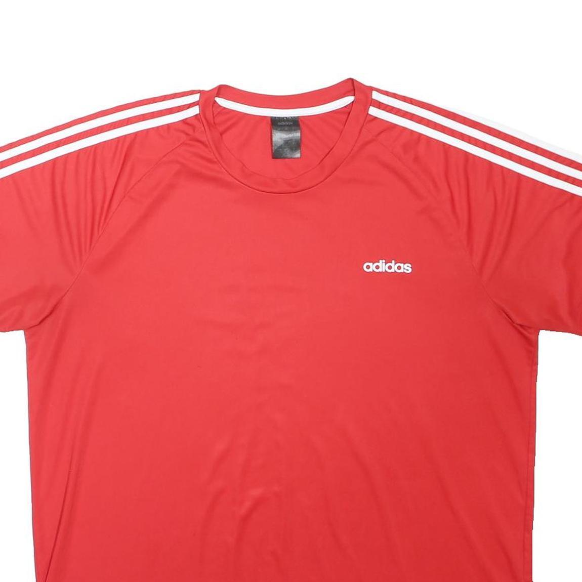 ADIDAS Mens Red & White Athletic T-Shirt 2XL Short Sleeve Crew Neck Sportswear