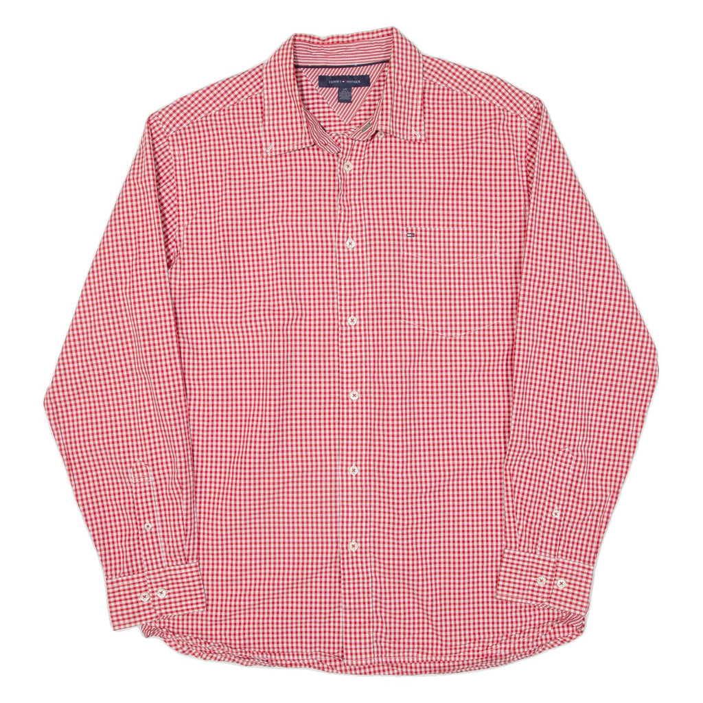 TOMMY HILFIGER Mens Shirt Red Check Long Sleeve L