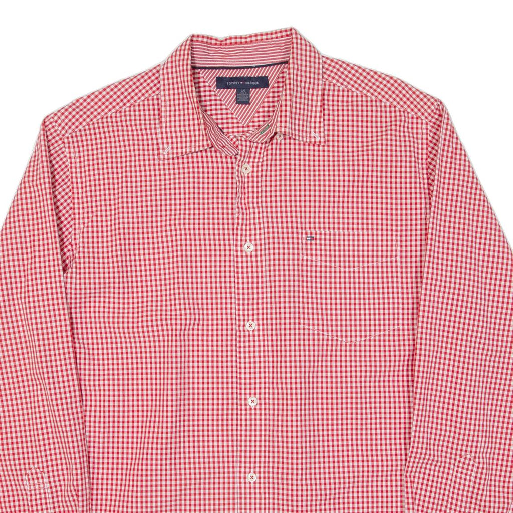 TOMMY HILFIGER Mens Shirt Red Check Long Sleeve L
