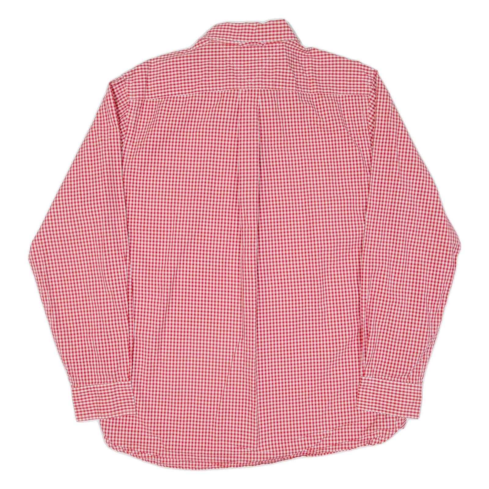 TOMMY HILFIGER Mens Shirt Red Check Long Sleeve L