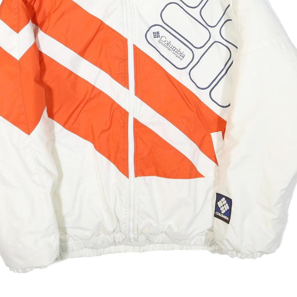 COLUMBIA Mens White & Orange Polyester Blend Jacket L Sportswear Zip Fit
