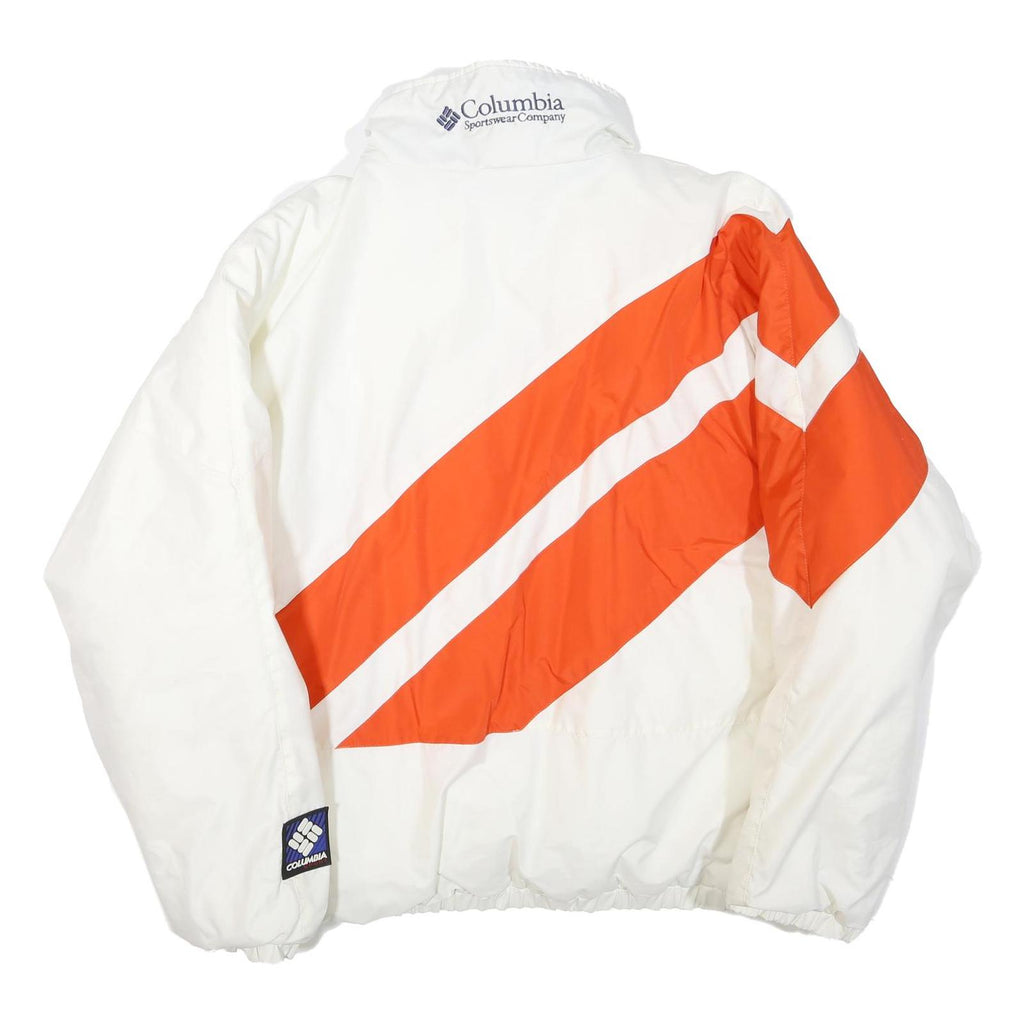 COLUMBIA Mens White & Orange Polyester Blend Jacket L Sportswear Zip Fit